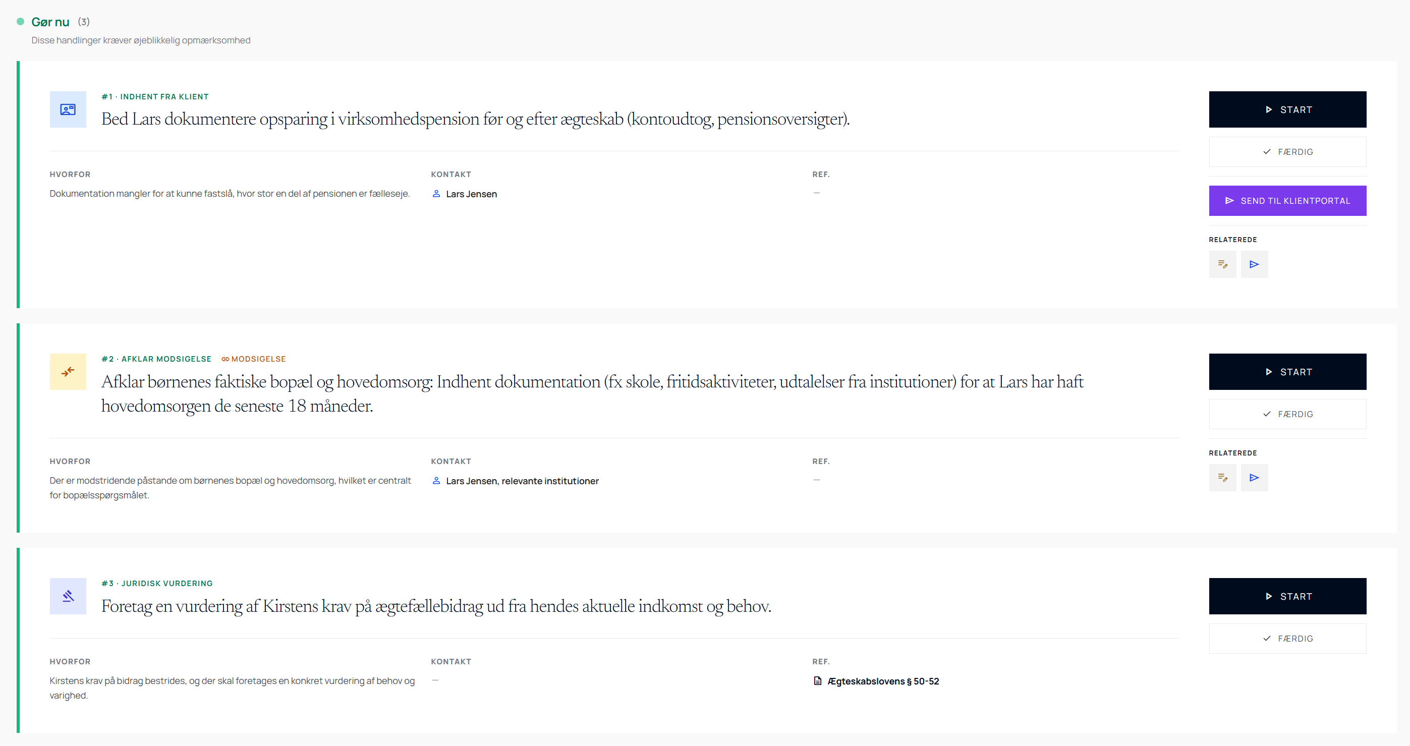 Sagsmappe handlingsplan med prioriterede opgaver